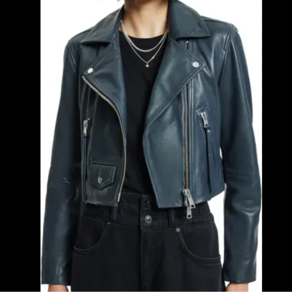 All Saints Elora Cropped Leather Jacket